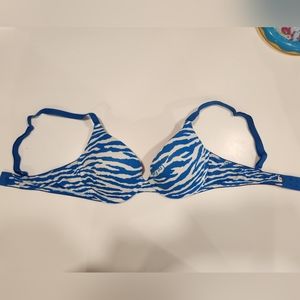 Victoria's Secret Pink Push Up Bra Blue White Zebra 34B